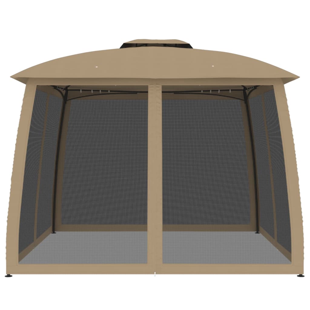 Vidaxx Pavillon-Seitenwände aus Mesh und Doppeldach 2,93x2,93 m Stahl Taupe