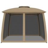 Vidaxx Pavillon-Seitenwände aus Mesh und Doppeldach 2,93x2,93 m Stahl Taupe