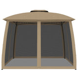 Vidaxl Arbor Side Walls of Mesh and Double Roof 2.93x2.93 M Steel Taupe