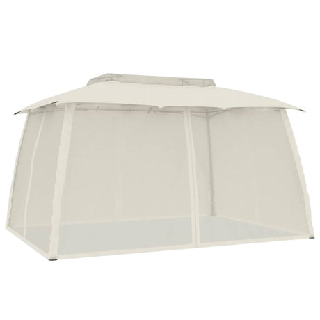 Vidaxx Pavillon-Seitenwände aus Mesh und Doppeldach 3,93x2,93 m Stahl Creme