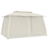 Vidaxx Pavillon-Seitenwände aus Mesh und Doppeldach 3,93x2,93 m Stahl Creme