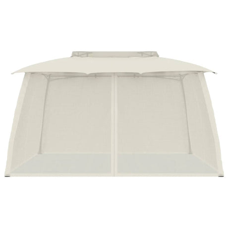 Vidaxx Pavillon-Seitenwände aus Mesh und Doppeldach 3,93x2,93 m Stahl Creme