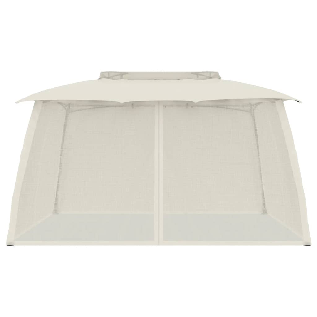 Vidaxl Arbor Side Walls of Mesh and Double Roof 3,93x2,93 M stålcreme