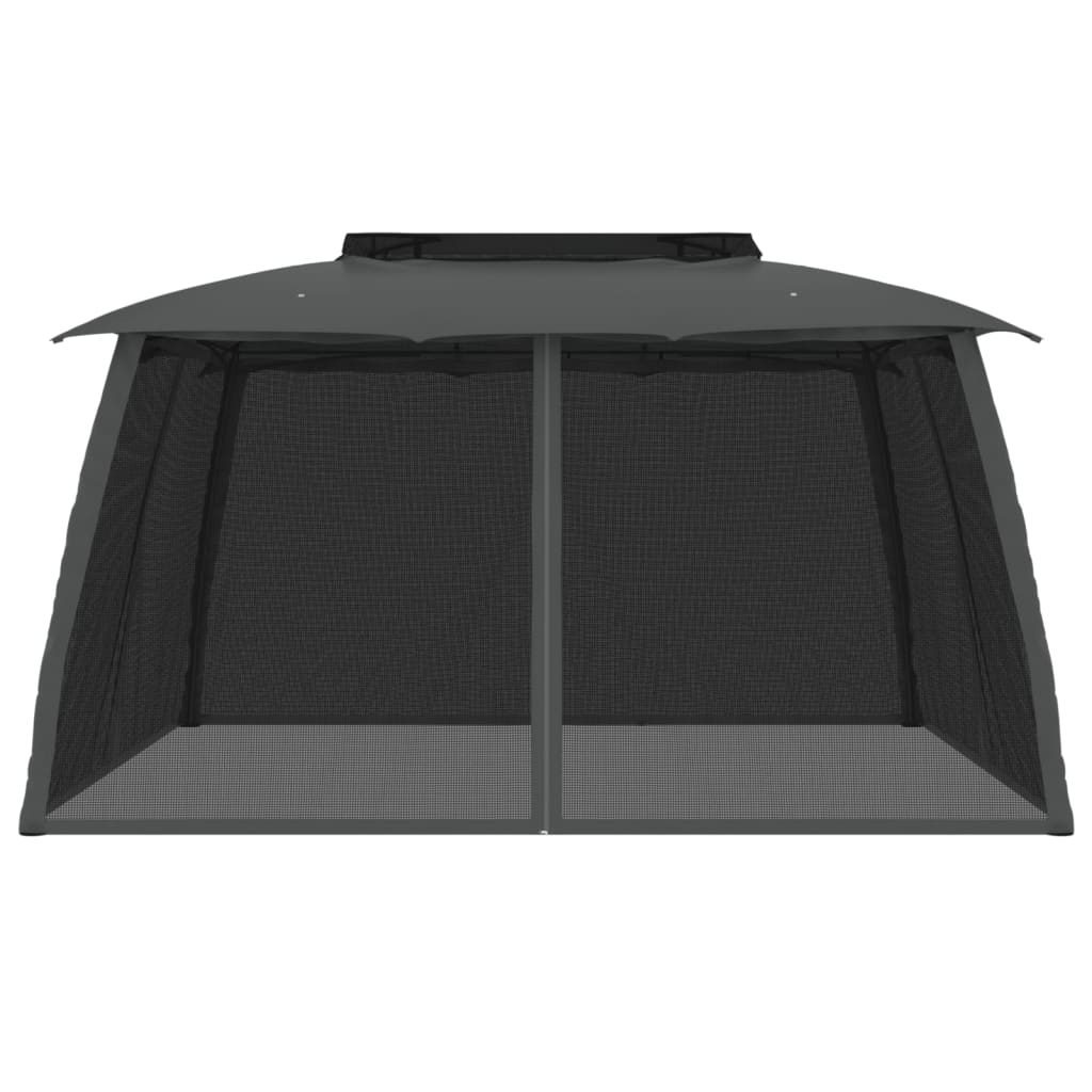 Arbor vidaxl avec murs en maille et toit double 3,93x2,93 m anthracite en acier