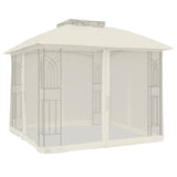 Vidaxx Pavillon-Seitenwände aus Mesh und Doppeldach 2,94x2,94 m Stahl Creme