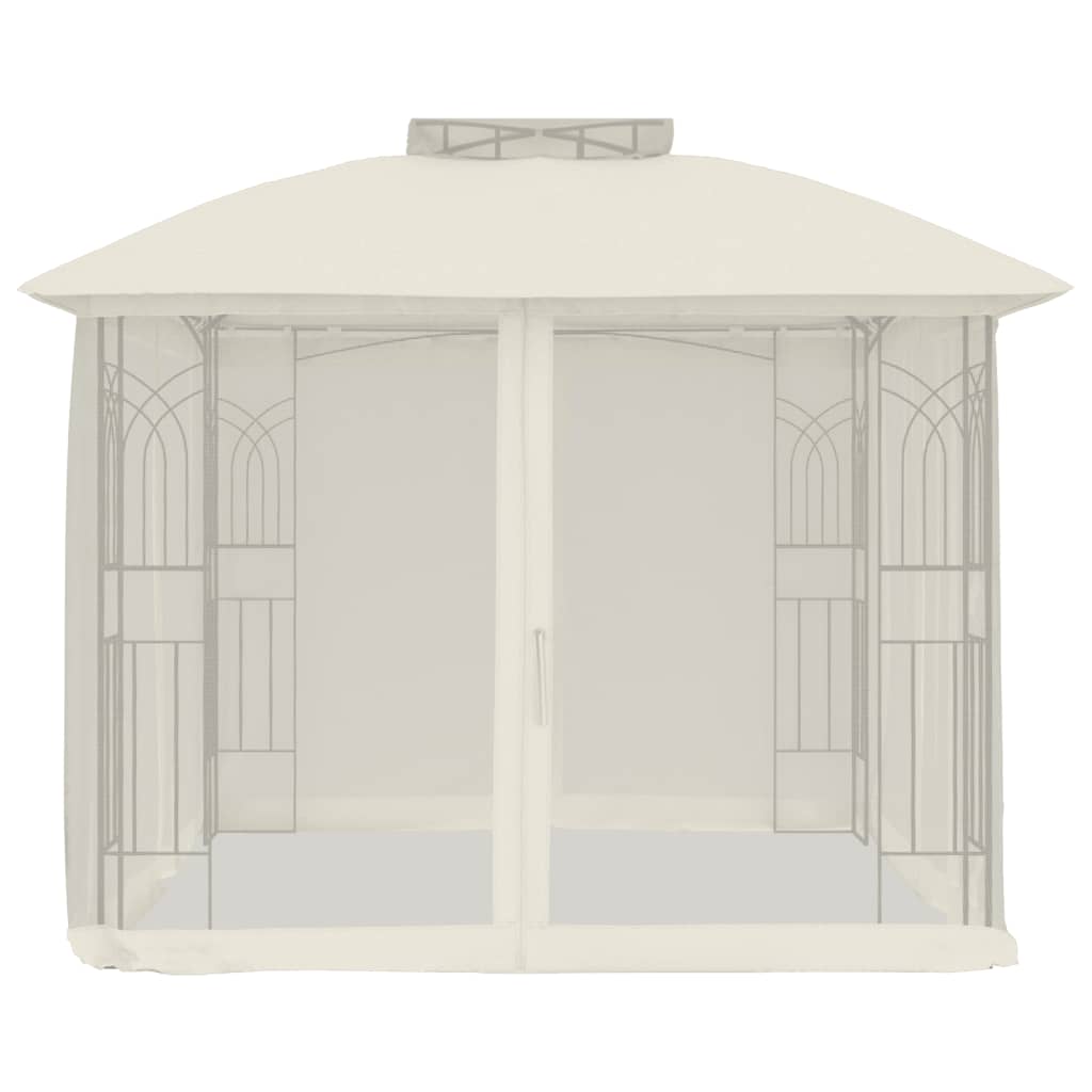 Vidaxx Pavillon-Seitenwände aus Mesh und Doppeldach 2,94x2,94 m Stahl Creme