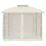 Vidaxx Pavillon-Seitenwände aus Mesh und Doppeldach 2,94x2,94 m Stahl Creme
