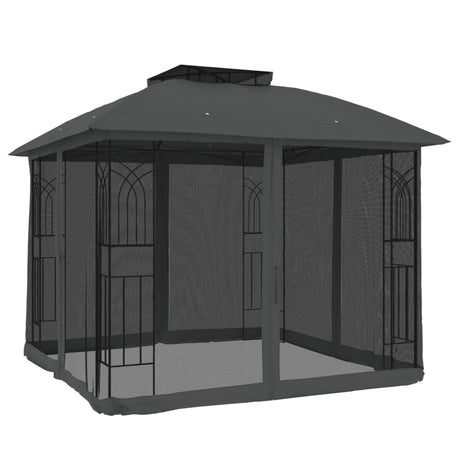 Vidaxx Pavillon mit Gitterwänden und Doppeldach 2,94x2,94 m Stahl Anthrazit