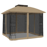 Vidaxx Pavillon-Seitenwände aus Mesh und Doppeldach 2,94x2,94 m Stahl Taupe