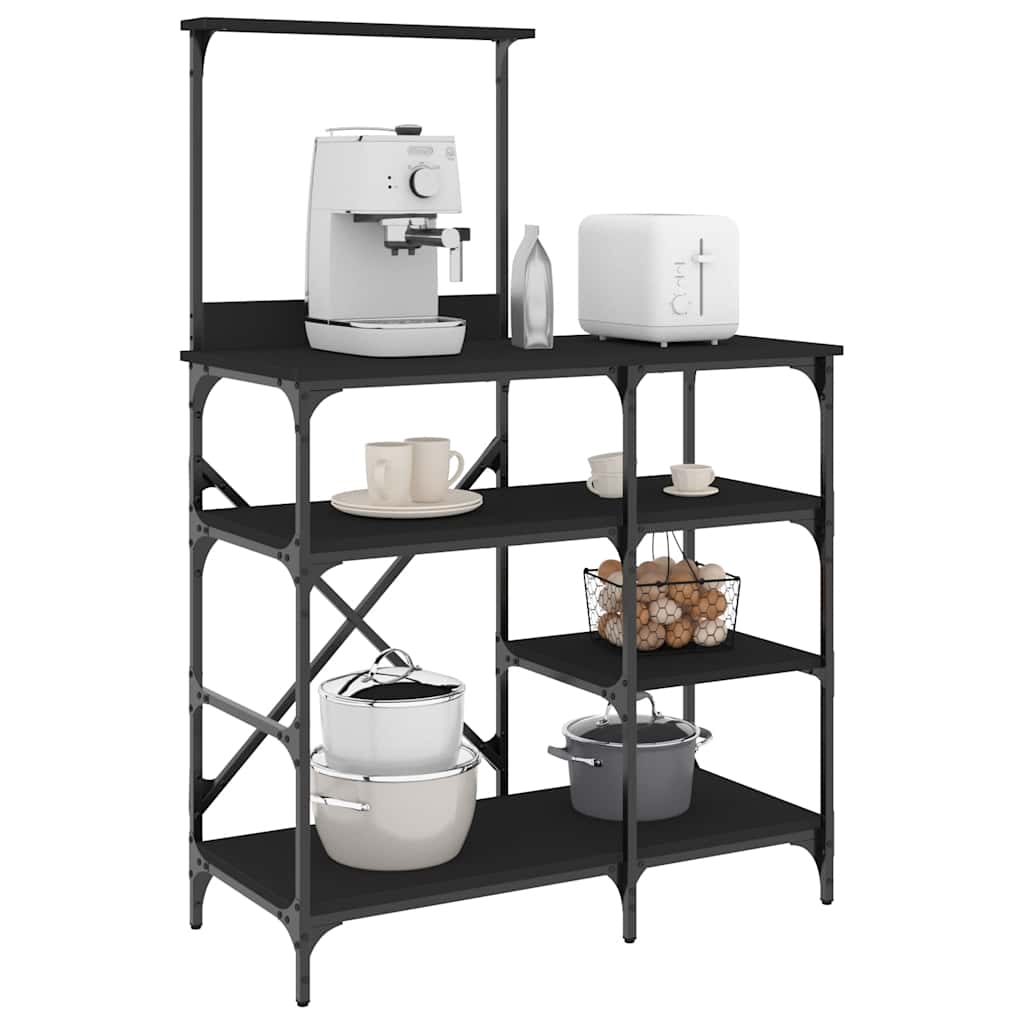 Vidaxx Bäckerregal 90x40x132 cm aus Holz und Metall schwarz