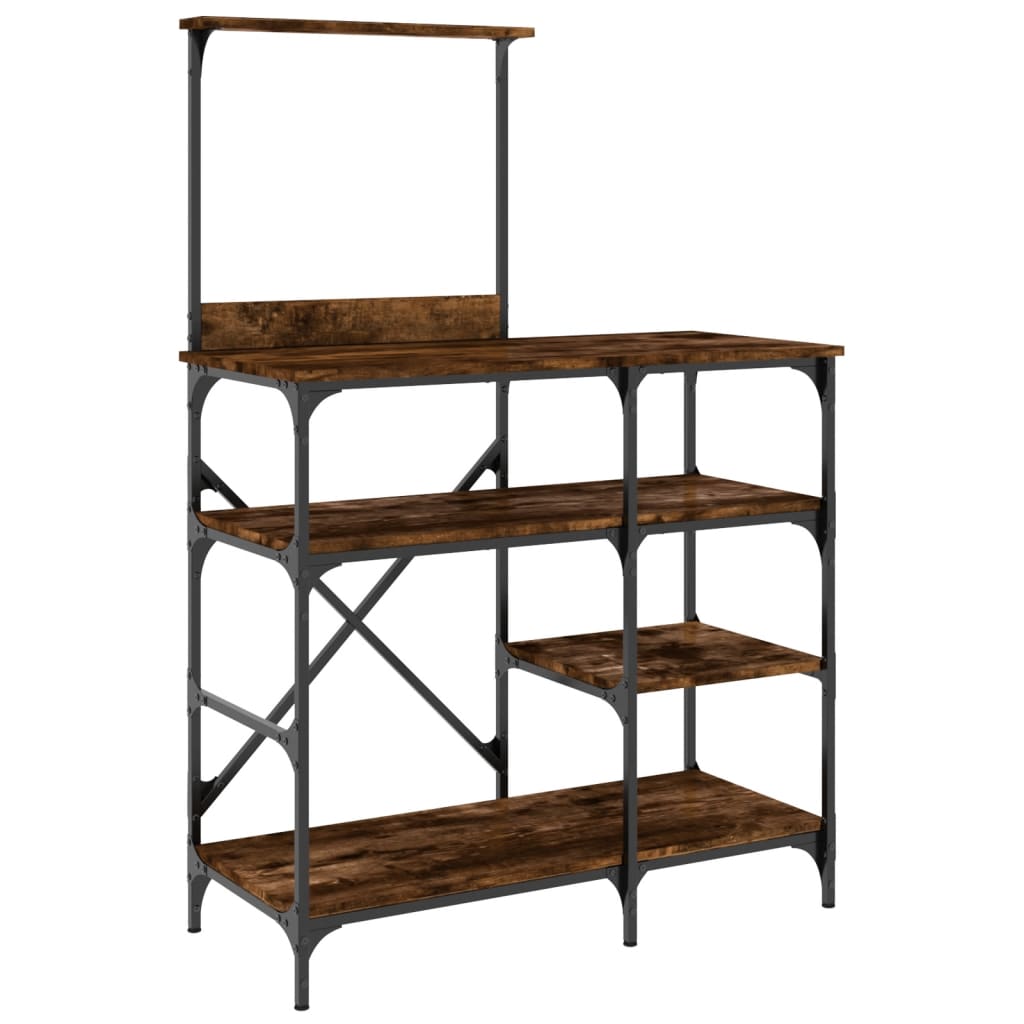 Vidaxx Bäckerregal 90 x 40 x 132 cm, gefertigt aus geräucherter Eiche und Holz und Metall
