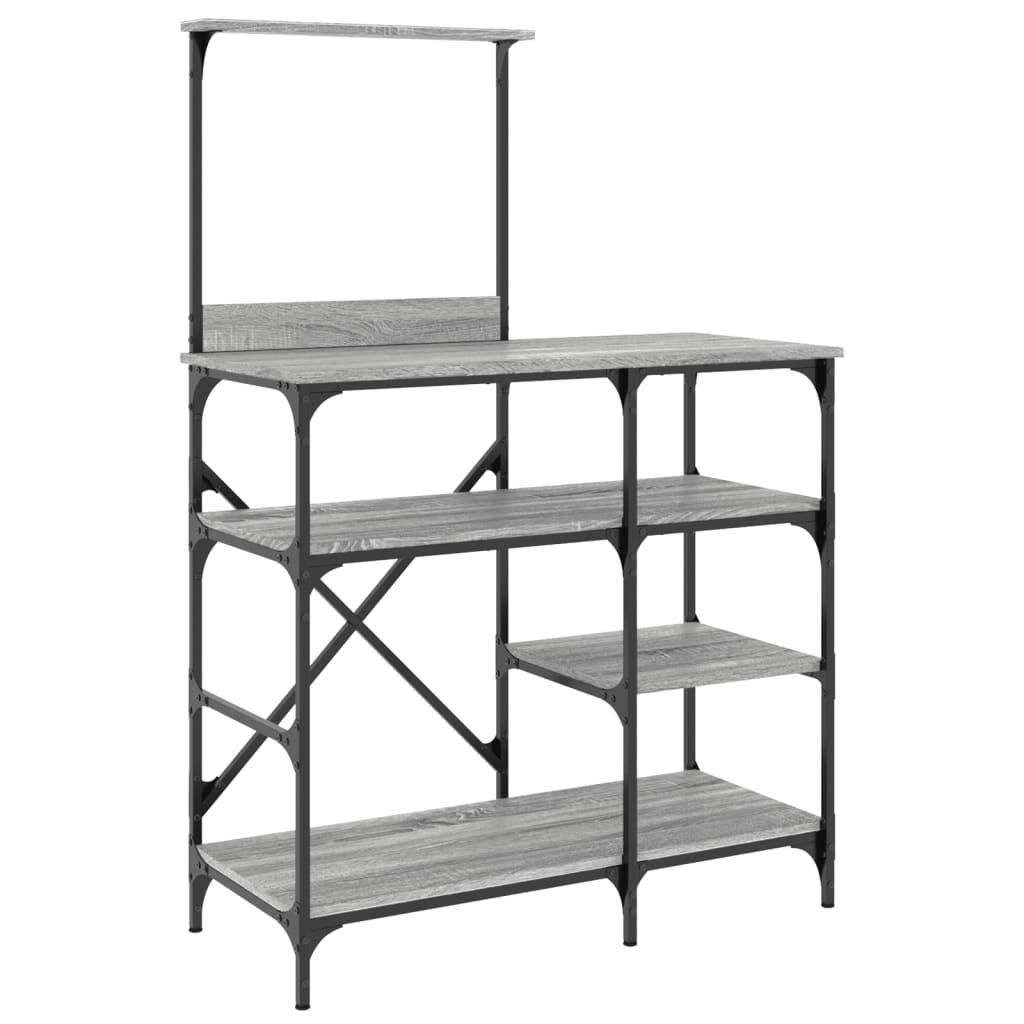 Vidaxl Bakers Rack 90x40x132 cm de madera procesada y metal gris Sonoma