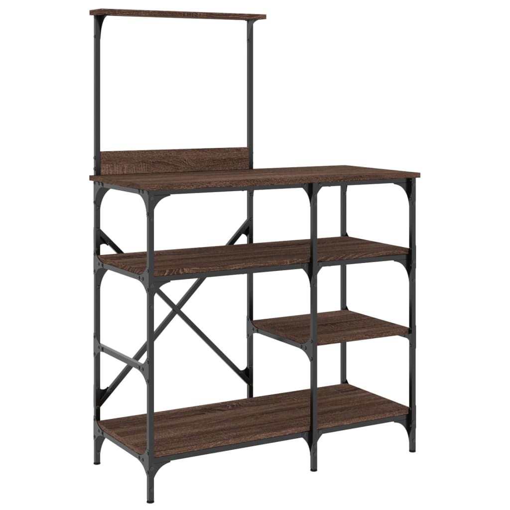 Vidaxl bakers rack 90x40x132 cm processed wood and metal brown oak color