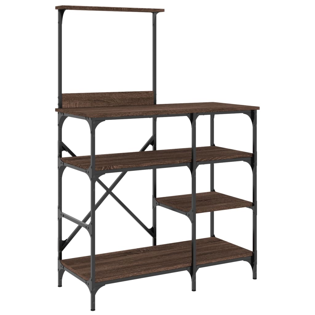 Vidaxx Bäckerregal 90x40x132 cm, fertiges Holz und Metall in der Farbe Eichenbraun