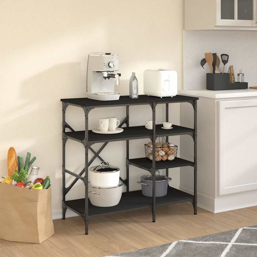Vidaxx Bäckerregal 90x40x84 cm aus Holz und Metall schwarz