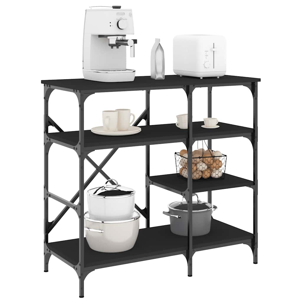 Vidaxx Bäckerregal 90x40x84 cm aus Holz und Metall schwarz