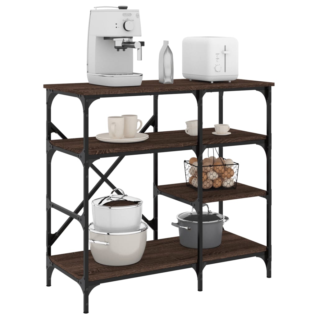 Vidaxx-Bäckerregal 90 x 40 x 84 cm aus Holz und Metall in der Farbe braune Eiche