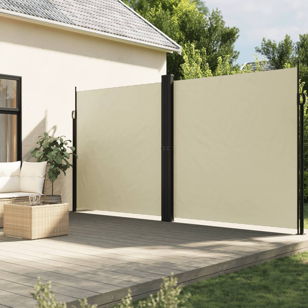 Vidaxl vetrobransko steklo Extendable 220x600 cm krema -obarvana