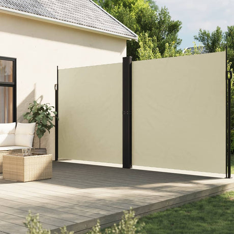 Vidaxx ausziehbarer Windschutz 220x1000 cm cremefarben