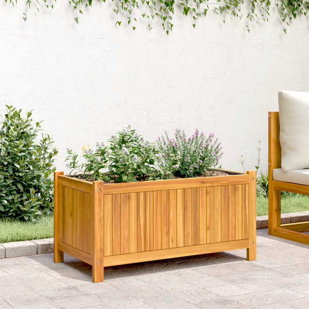 VidaXL Planter with lining 80x42x40 cm Solid Acaciahout