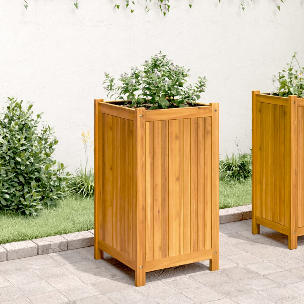 VidaXL Planter with lining 42x42x75 cm solid acacia wood