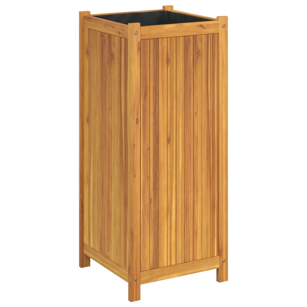 VidaXL Planter with lining 42x42x100 cm solid acacia wood