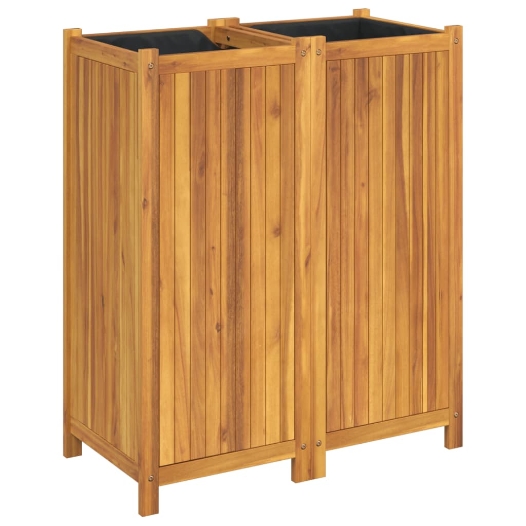 Vidaxl -planter med fôr 84x42x100 cm Solid Acacia Wood