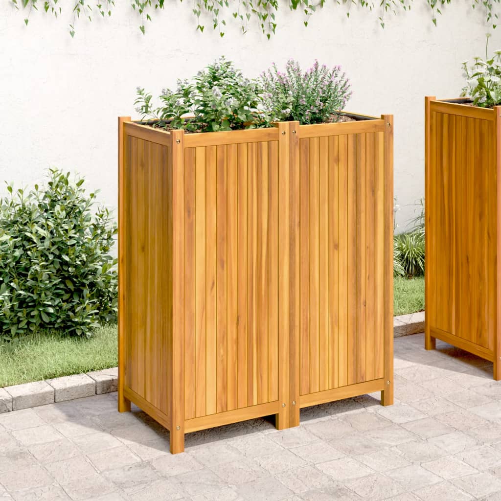 Vidaxl -planter med fôr 84x42x100 cm Solid Acacia Wood