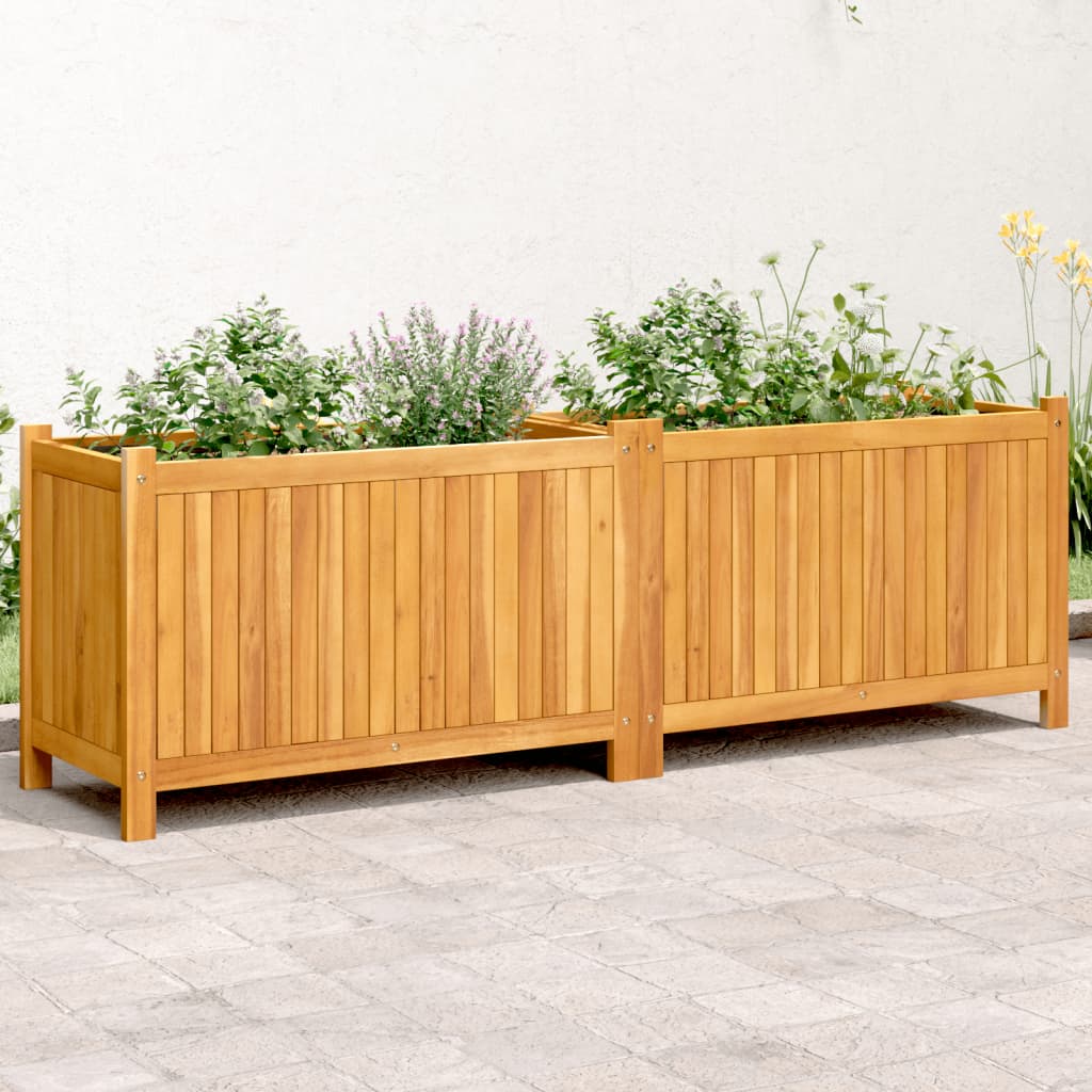 VidaXL Planter with lining 153x38.5x50 cm solid acacia wood