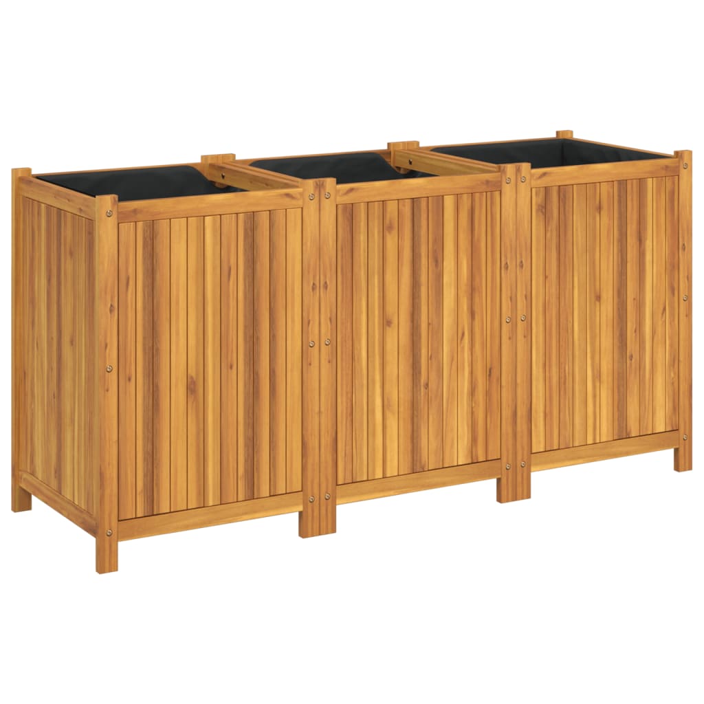 VidaXL Planter with lining 150x50x75 cm solid acacia wood