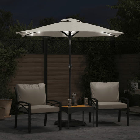 Vidaxx Sonnenschirm mit LEDs und Stahlmast 225x225x212 cm weiß