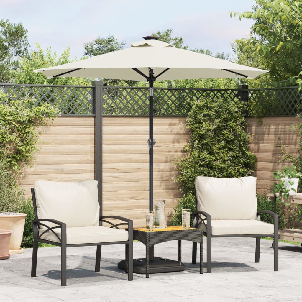 Parasol vidaxl avec LED et poteau en acier 225x225x212 cm blanc