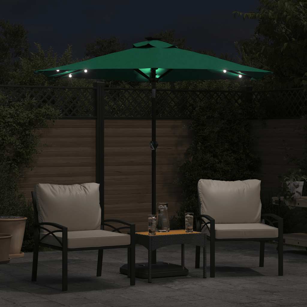 Vidaxx Sonnenschirm mit LEDs und Stahlmast 225x225x212 cm grün