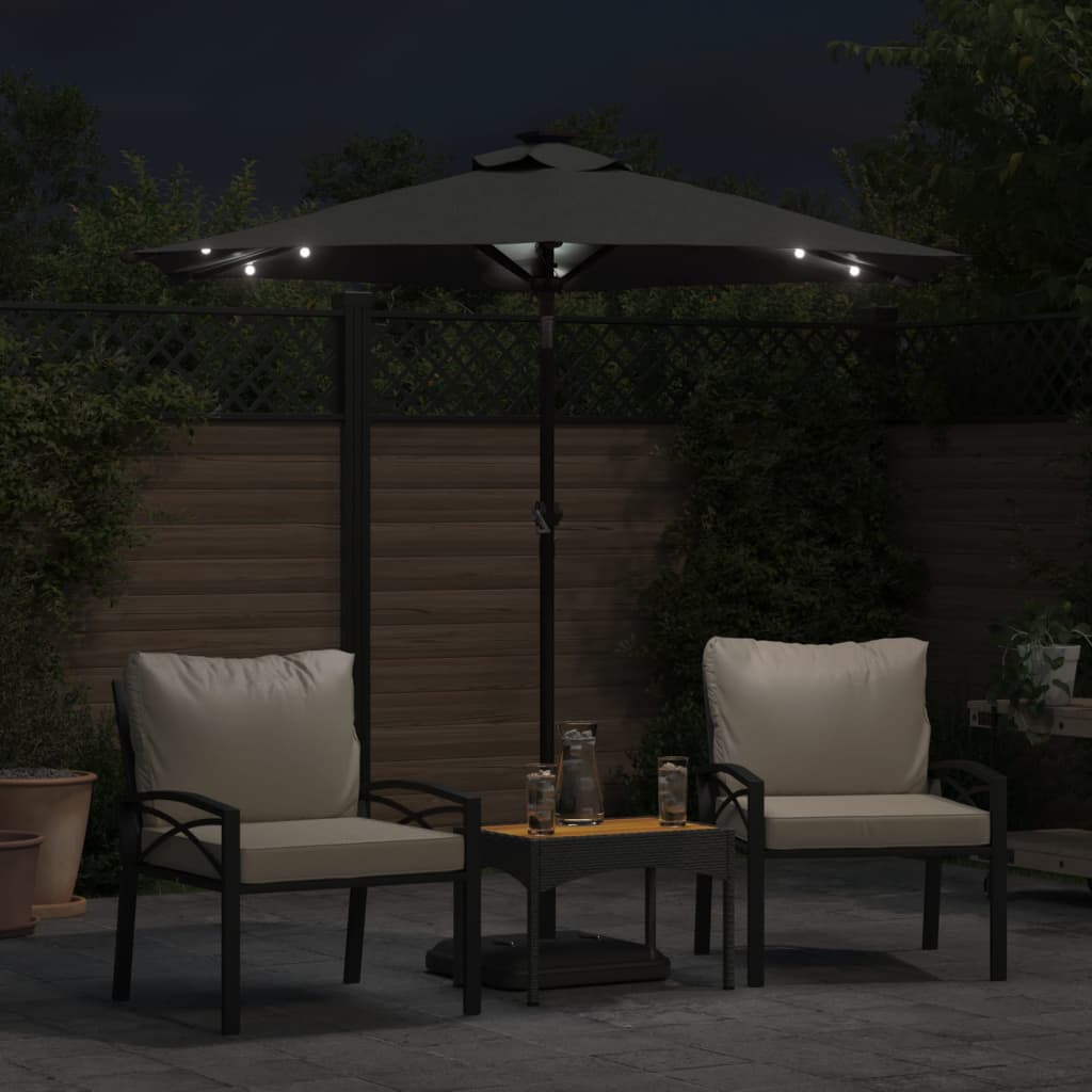 Vidaxx Sonnenschirm mit LEDs und Stahlmast 225x225x212cm Anthrazit