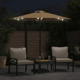 Vidaxl parasol met led's en stalen paal 225x225x212 cm taupe