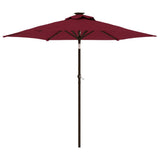 Vidaxx Sonnenschirm mit LEDs und Stahlmast 225x225x212 cm Burgund