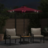 VIDAXL Parasol z LED in jeklenimi palicami 225x225x212 cm Burgund Red