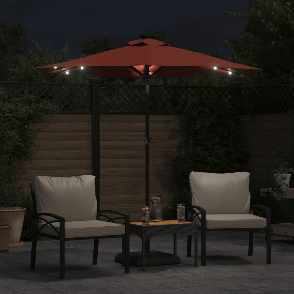 Vidaxl Parasol with LEDs and steel pole 225x225x212 cm terracotta