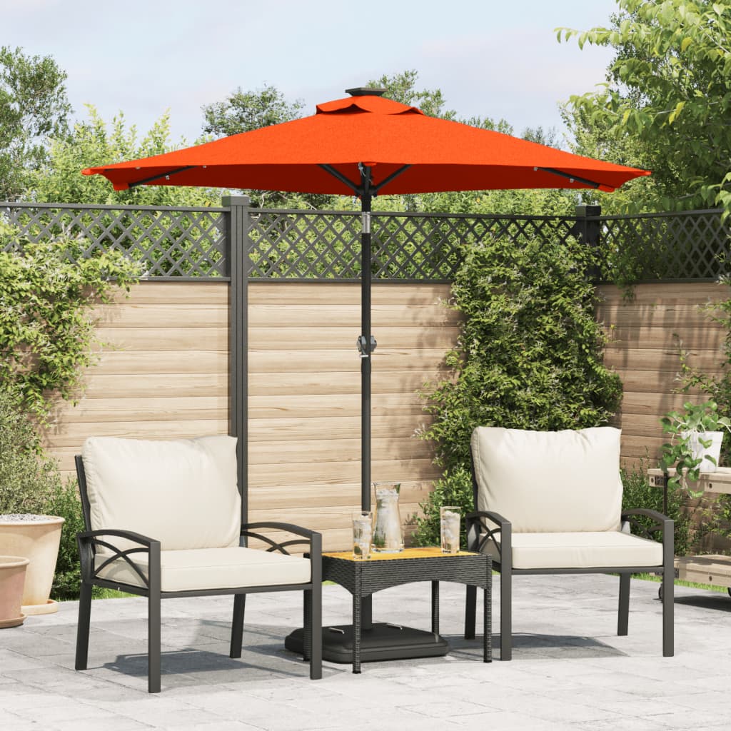 Vidaxx Sonnenschirm mit LEDs und Stahlmast 225x225x212 cm Terrakotta