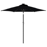 VidaXL Sonnenschirm mit LEDs und Stahlmast 225x225x212 cm schwarz