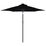 Vidaxl -parasol med lysdioder och stålstång 225x225x212 cm svart