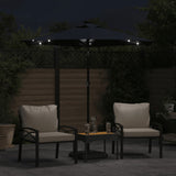 Vidaxl parasol met led's en stalen paal 225x225x212 cm zwart