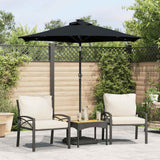 VidaXL Sonnenschirm mit LEDs und Stahlmast 225x225x212 cm schwarz
