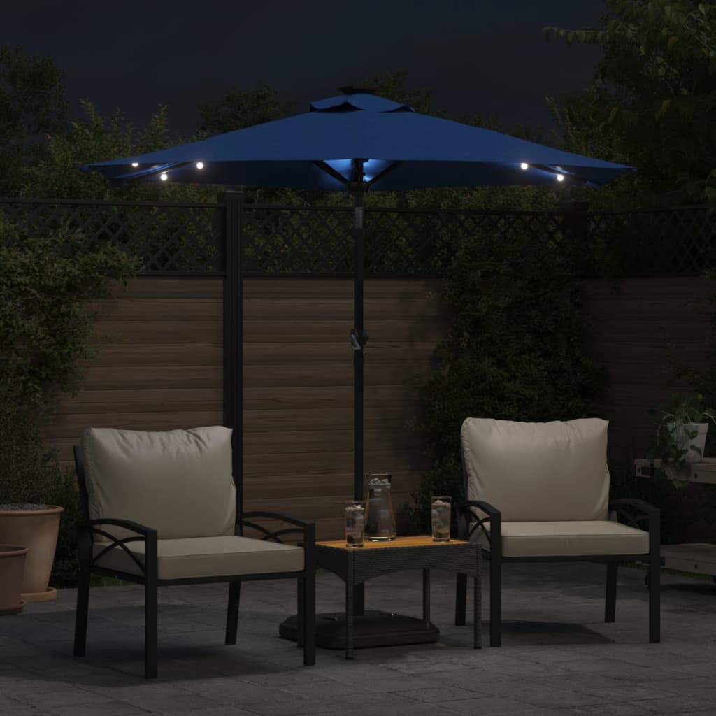 Vidaxl Parasol con LED e palo in acciaio 225x225x212 cm blu azure