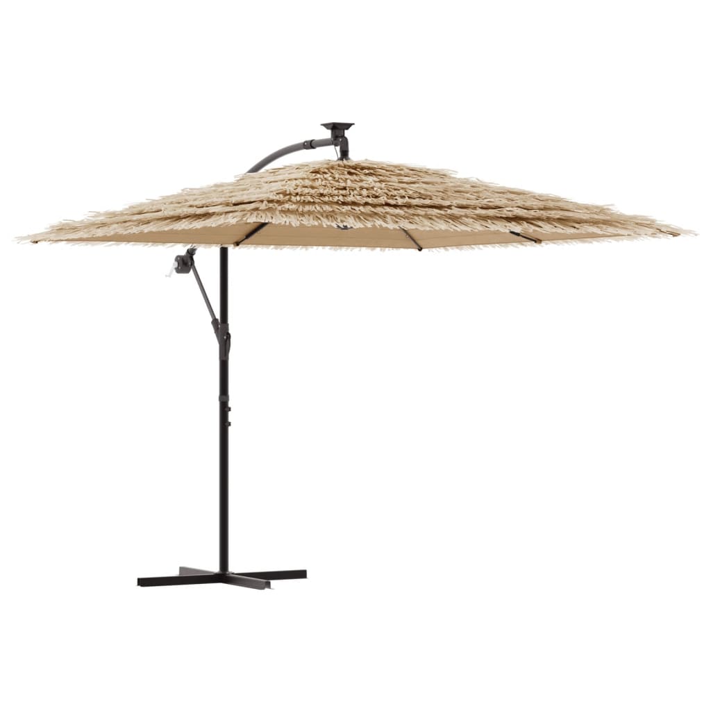 Vidaxl -parasol med lysdioder og stålstang 246x246x230 cm brun