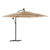 Parasol vidaxl avec LED et poteau en acier 246x246x230 cm brun