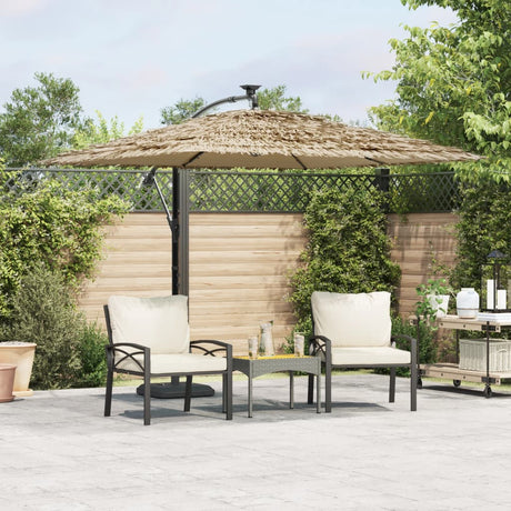Vidaxx Sonnenschirm mit LEDs und Stahlmast 246x246x230 cm braun