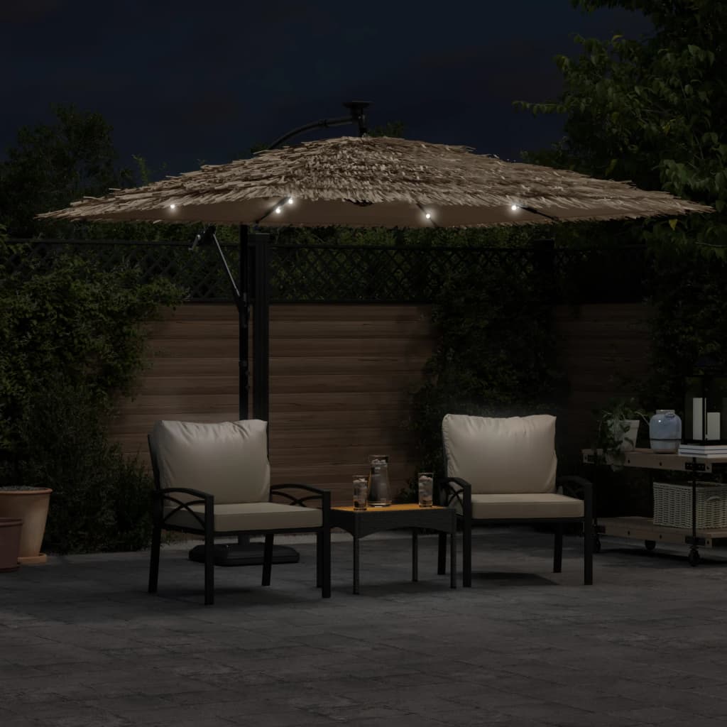 Vidaxl Parasol con LED y polo de acero 269x269x235 cm de marrón