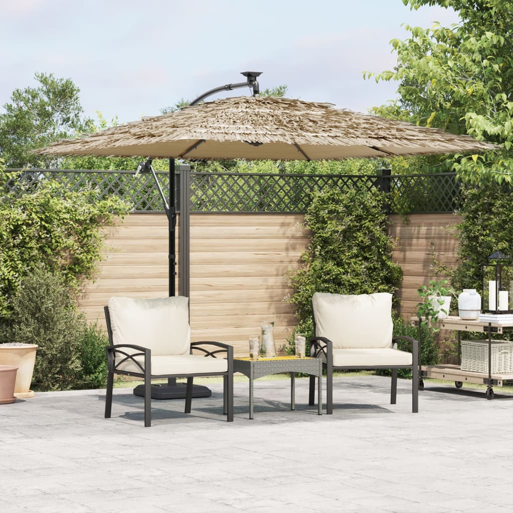 Parasol vidaxl avec LED et poteau en acier 269x269x235 cm brun