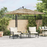 Parasol vidaxl avec LED et poteau en acier 269x269x235 cm brun